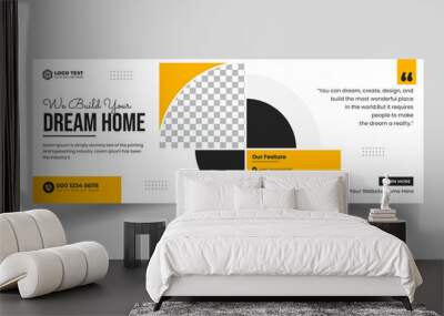 Dream Home construction tools social media Cover photo Template. Home improvement and repair construction social media cover banner design template. Wall mural