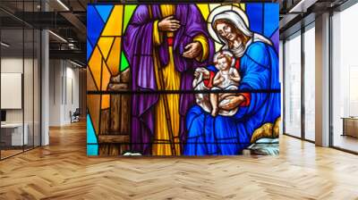 Stained Glass in a Catholic Church Wall mural