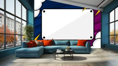 Blank comic cartoon background page template with cloud Wall mural