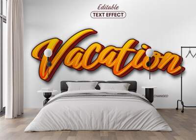 Vacation 3d retro text style, editable text effect design template Wall mural