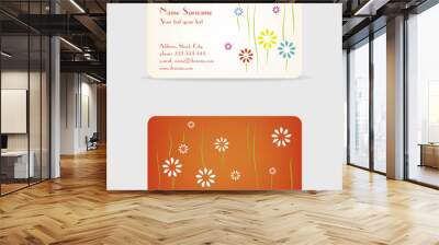 vector business card with flowers, front and back side Wall mural