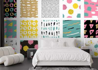 Trendy vector seamless colorful pattern with brush strokes.  Vector illustration Wall mural