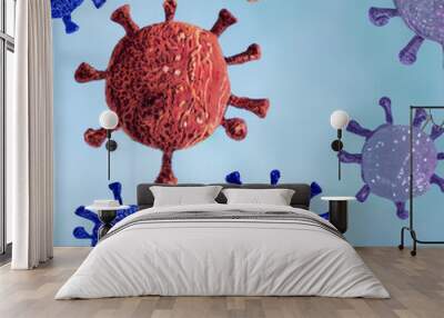 Covid-19 virus icon, Sars Cov 2 Bacteria, coronavirus pandemic and epidemic Wall mural