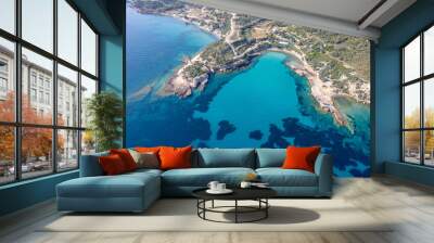 Aerial bird's eye wide angle view of Karaburun peninsula. Wall mural