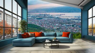 Wide angle panoramic view of Kocaeli city. Kocaeli Province is located at the easternmost end of the Marmara Sea around the Gulf of Izmit. Wall mural