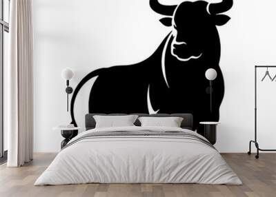 Bull Silhouette, Perfect for Strength and Power Themes - Flat Vector Illustration Wall mural