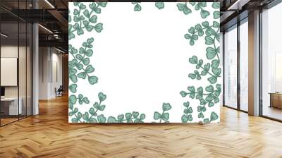 Square frame with Adiantum leaves on white. Five finger fairy fern background with place for text. Wall mural