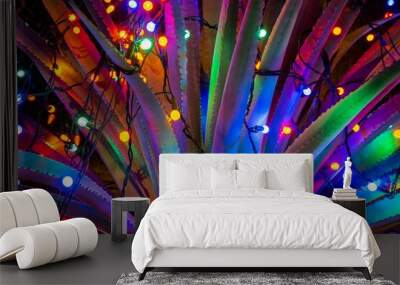 Agave Cactus with Christmas Lights Phoenix Wall mural