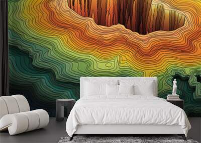 AI Map Art: topographic line art created from colorful vectors of landscapes 2 Wall mural