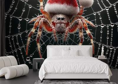 christmas spider on web Wall mural