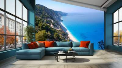 Egremni beach on the Ionian sea, Lefkada island, Greece. Wall mural