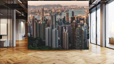 Modern Hong Kong skyline view from Victoria Peak Wall mural