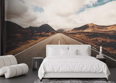 Open road in Glencoe, Scotland. Scottish Highlands. Wall mural