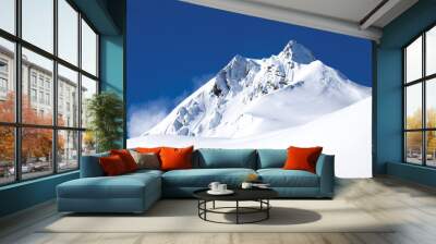 Winter mountain with white snow peak in France Wall mural