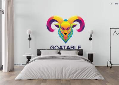 The Goat Logo Design is colorful and uses gradient colors Wall mural