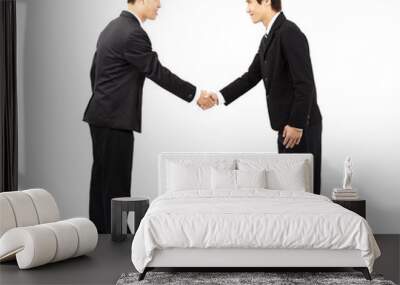 asian businessman hand shake and bow Wall mural