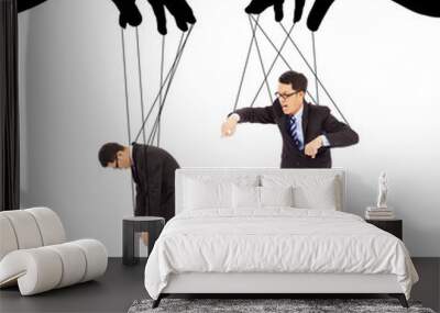 black hands shadow control two businessman actions Wall mural