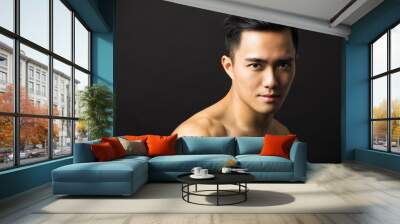 closeup portrait of attractive young man face Wall mural