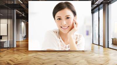 closeup smiling young asian woman face Wall mural