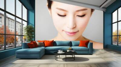 closeup young  beautiful woman face Wall mural