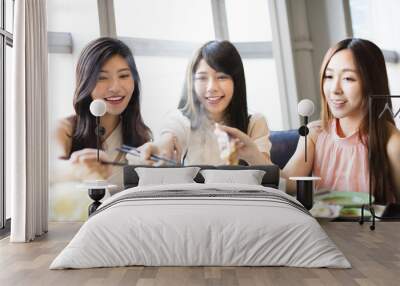 happy young Women group  Eating hot pot Wall mural