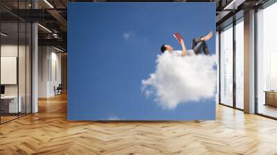 relax and reading book on the cloud Wall mural