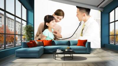 young medical doctor examining a little girl in office Wall mural