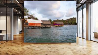 floating houses on the river Wall mural