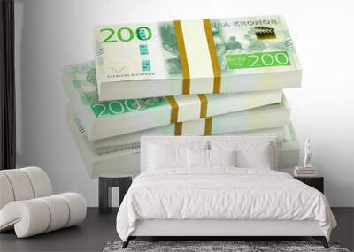 Pile of swedish 200 crowns banknotes. Wall mural