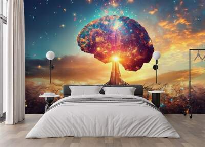 generative ai illustration of annual collective mind concept art exploding mind inner world dreams emotions imagination and creative mind the pouring energy of the universe Wall mural