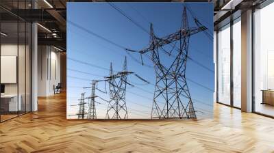 high voltage electrical towers in line Wall mural