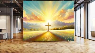 jesus returned from death on easter with love and care Wall mural