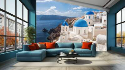 Beautiful Oia village on Santorini island in Greece Wall mural