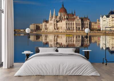 Famous Parliament with river in Budapest, Hungary Wall mural