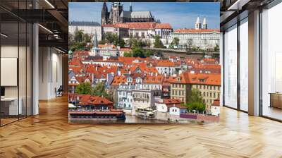 Prague Castle with famous Charles Bridge in Czech Republic Wall mural