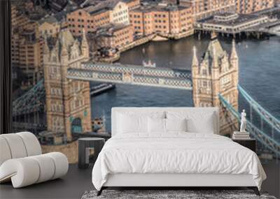 Tower Bridge with boat on the river in London, England, UK Wall mural