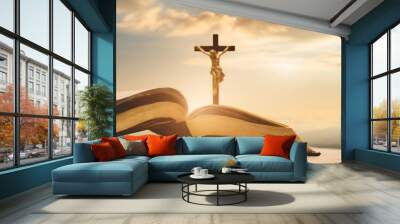 religious concept of the son of god bible jesus christ copy space background banner utilization church faith in the almighty Wall mural