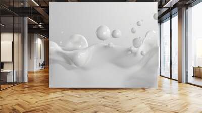 Soft white blobs appear against a gently blurred white background, creating a serene and airy composition that emphasizes simplicity and elegance Wall mural