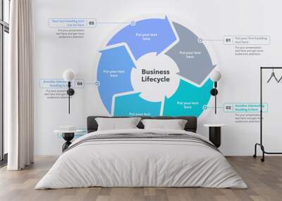 Business lifecycle template with five colorful steps. Easy to use for your website or presentation. Wall mural