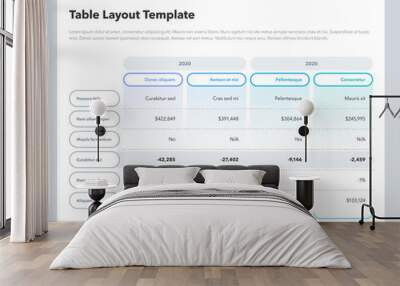 Modern business advanced table layout template with place for your content. Flat design, easy to use for your website or presentation. Wall mural