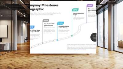 Modern business infographic for curved road map timeline template with pointers. Easy to use for your website or presentation. Wall mural