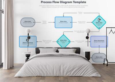 Modern infographic for process flow diagram. Flat design, easy to use for your website or presentation. Wall mural