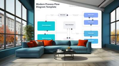 Modern process flow diagram template. Flat infographic, easy to use for your website or presentation. Wall mural