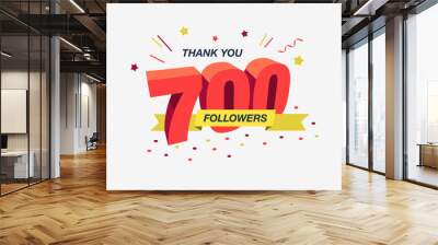 Thank you 700 social media followers, modern flat banner. Easy to use for your website or presentation. Wall mural