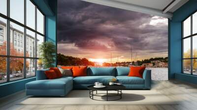 Dalmatia sunset in bay Wall mural