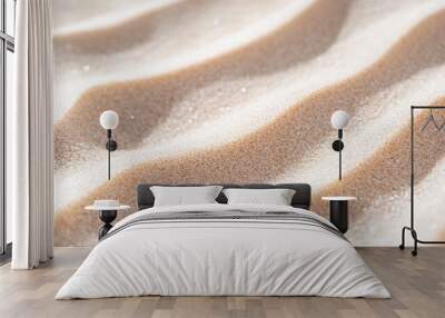 Soft ripples in sandy desert dunes under bright sunlight, creating abstract patterns Wall mural