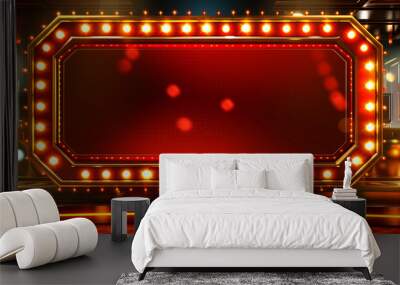 Casino Mockup Frame, 3D Style with Neon Cinematic Colors Wall mural