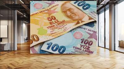 Turkish lira banknotes Wall mural