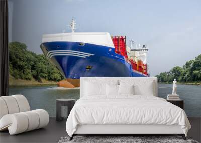 Cargo ship in a Kiel Canal Wall mural