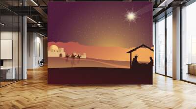 Christmas nativity scene of baby Jesus  Wall mural